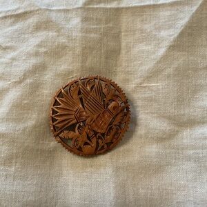 Handcrafted Wooden Bird Brooch